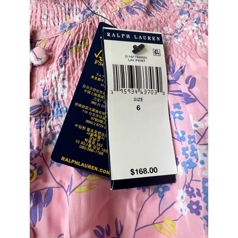 Polo Ralph Lauren Lav Print Pink Floral Top Women's Size 6 New - Picture 16 of 16
